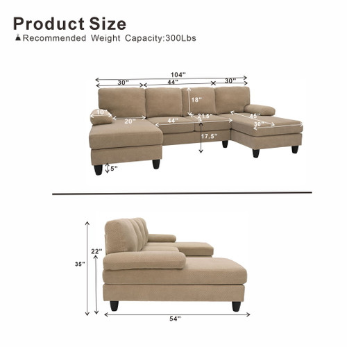 U-Shaped Sofa With Dual Chaise