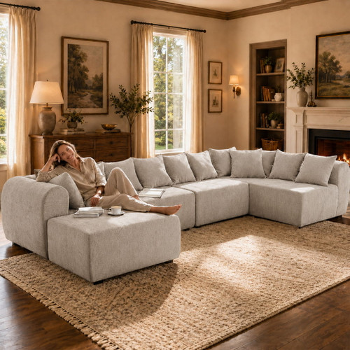 8 Seater U-Shaped Couch With Ottoman