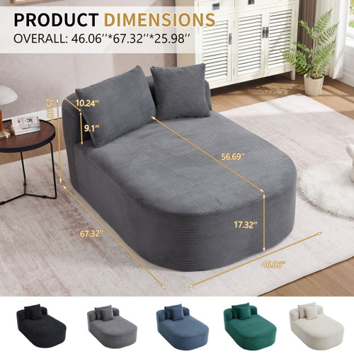 Oversized Chaise Lounge Sofa Bed With Deep Seat And Soft Pillows