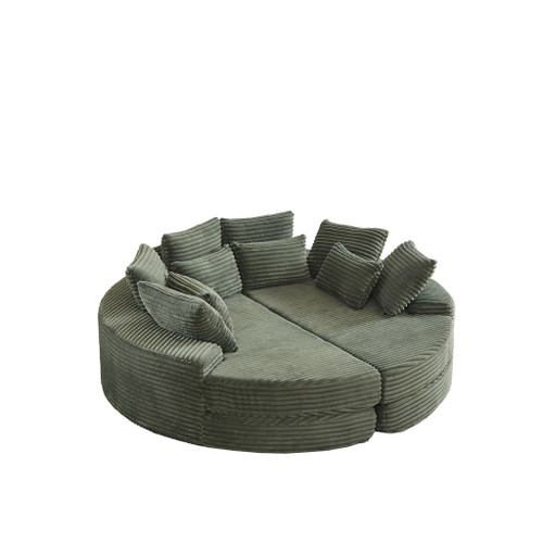 Round Oversized Sofa Bed With 5 Throw Pillows