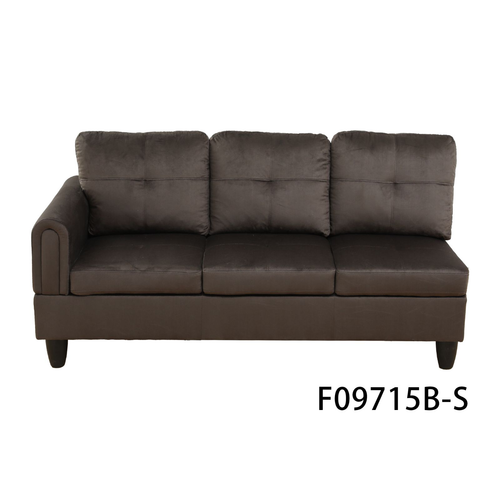 Dark Brown Flannel 3-Piece Living Room Sectional