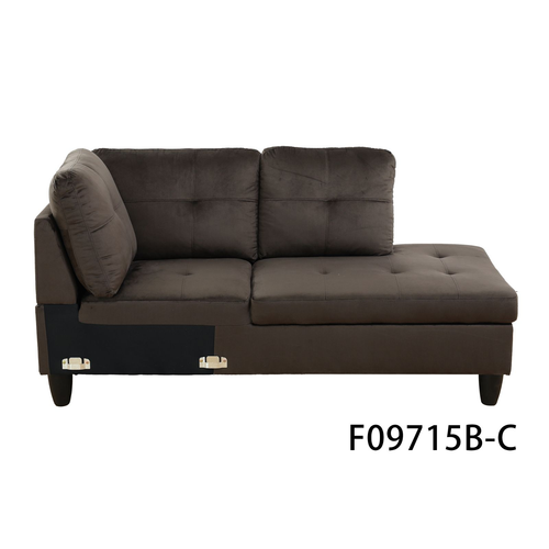 Dark Brown Flannel 3-Piece Living Room Sectional