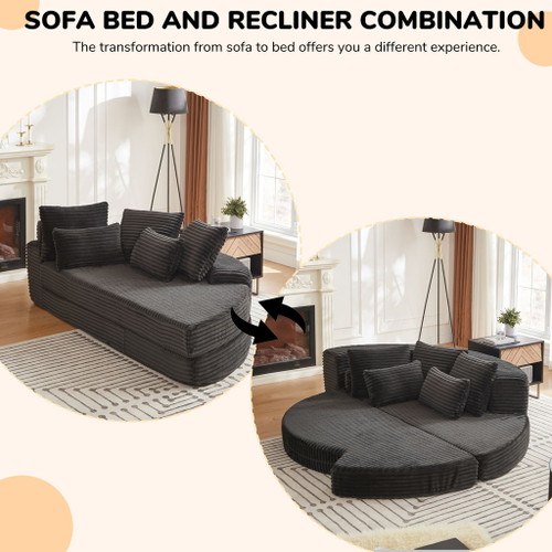 Semi Circular 2 In 1 Sofa Bed With Neck Pillow