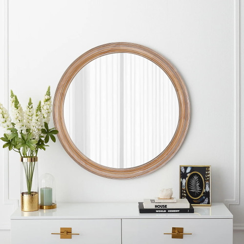 Round Wall Mirror With Ribbed Frame