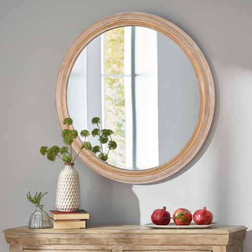 Round Wall Mirror With Ribbed Frame