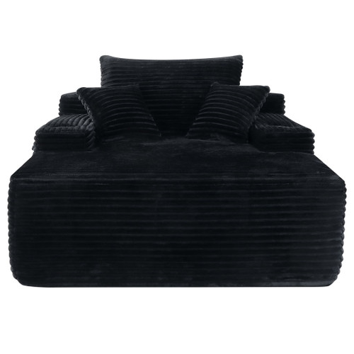 Convertible Chaise Lounge Chair & Wide Armrest & Throw Pillows - Black