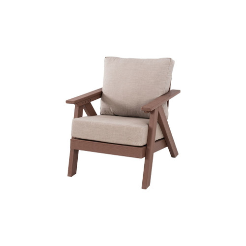 Outdoor Patio Club Chair With Sunbrella Cushions - Brown