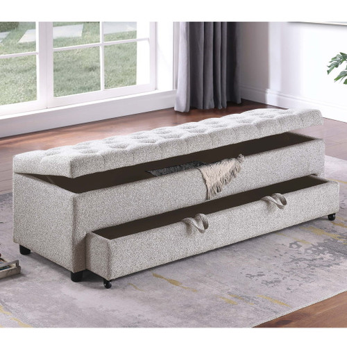 Storage Ottoman With Tufted Seat And Underseat Drawer