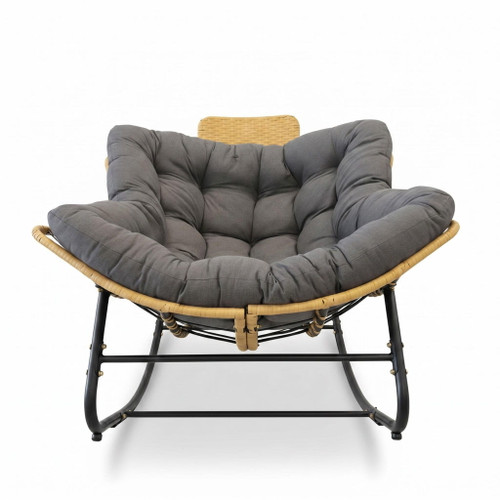 Oversized Papasan Rocking Chair Outdoor With Thick Cushion