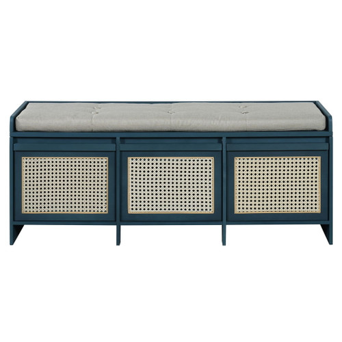Entryway Shoe Bench With Drawers & Button Tufted Cushion