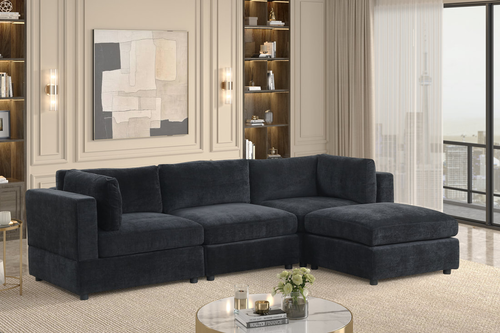 Milan Black Modular Sectional by Happy Homes