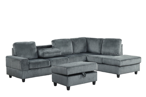 Heights Reversible Charcoal Sectional with Ottoman