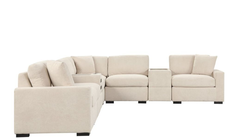 Barista Beige 8PC Modular Sectional with Bluetooth Speaker