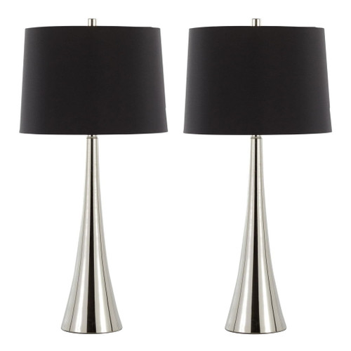 Diana - Contemporary Table Lamp (Set of 2) - Polished Nickel / Black Satin