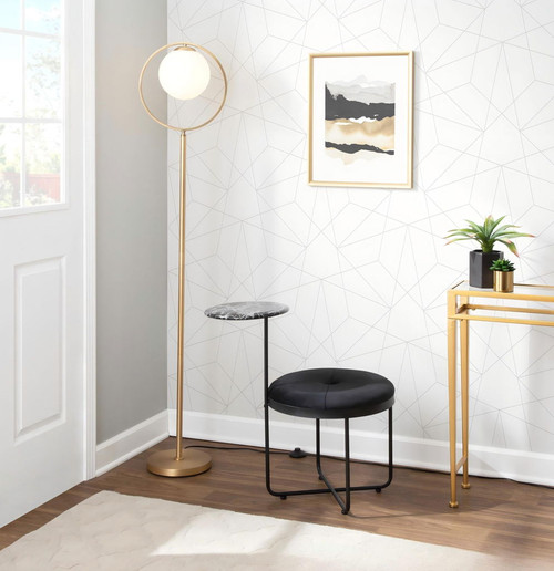 Moon - Contemporary Floor Lamp - Gold / Frosted