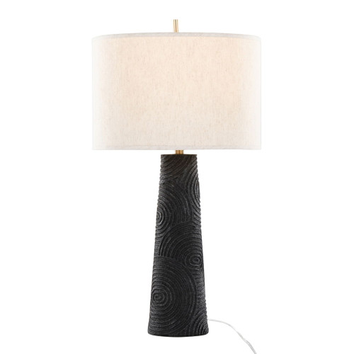 Kona - Contemporary Table Lamp (Set of 2) - Matte Black / Modern Brass / Natural