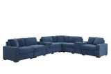 Barista Blue 8PC Modular Sectional with Bluetooth Speaker