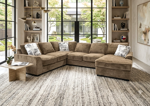 Amara Mocha Ultra Soft Teddy Bear Sectional by Happy Homes
