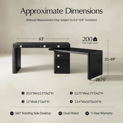 Veritas 360-Degree Rotating Desk Electric Adjustable Standing Desk