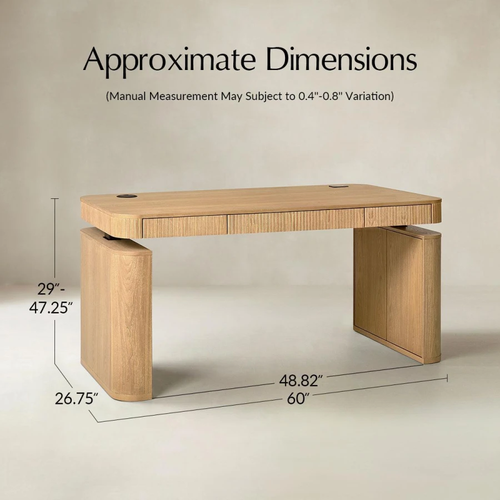 Baggio Oak Modern Fluted Electric Adjustable Standing Desk
