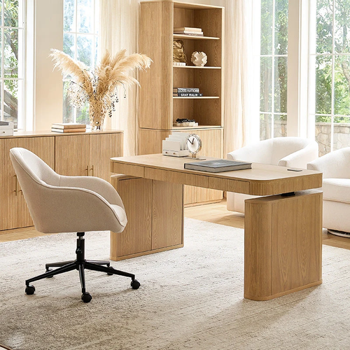 Baggio Oak Modern Fluted Electric Adjustable Standing Desk Z6DKDZ0516-OAK-JC by K Home