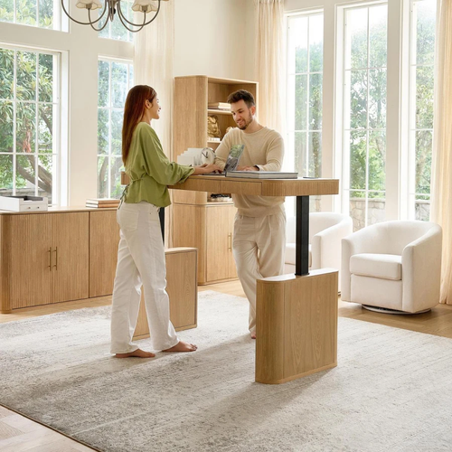 Baggio Oak Modern Fluted Electric Adjustable Standing Desk
