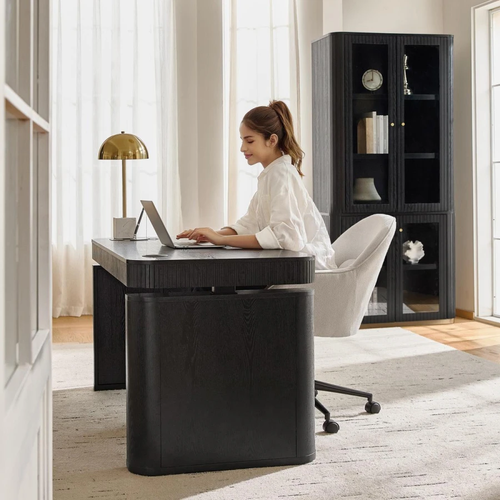Baggio Charcoal Modern Fluted Electric Adjustable Standing Desk