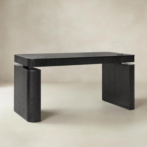 Baggio Charcoal Modern Fluted Electric Adjustable Standing Desk