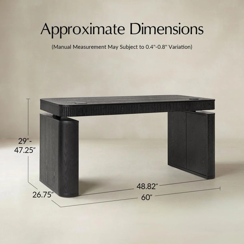 Baggio Charcoal Modern Fluted Electric Adjustable Standing Desk