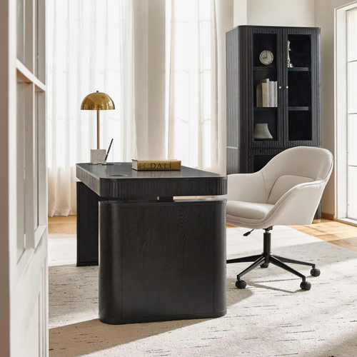 Baggio Charcoal Modern Fluted Electric Adjustable Standing Desk