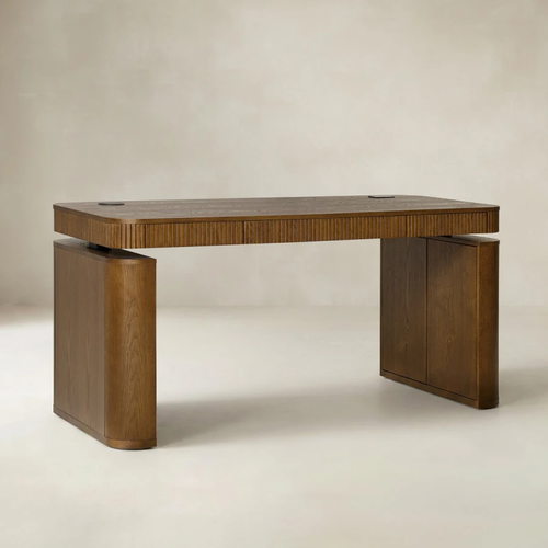 Baggio Mocha Modern Fluted Electric Adjustable Standing Desk