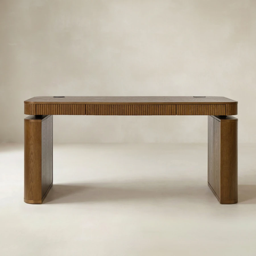 Baggio Mocha Modern Fluted Electric Adjustable Standing Desk