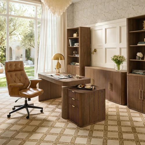 Baggio Mocha Modern Fluted Electric Adjustable Standing Desk