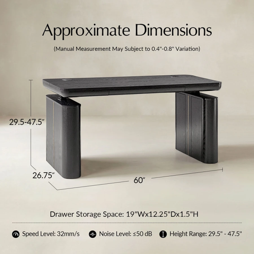 Emilio Charcoal Modern Electric Adjustable Standing Desk