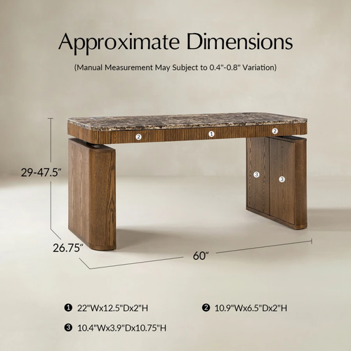 Baggio Marble Electric Adjustable Standing Desk