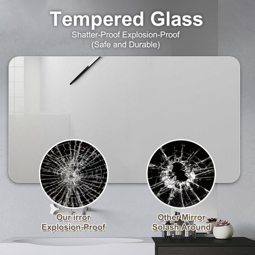 Bathroom Vanity Mirror, Wall Mounted Mirror For Bathroom Anti-Fog Waterproof - Clear