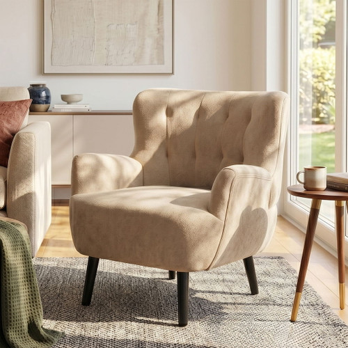 Armchair With Round Arm - Brown