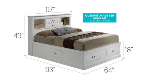 Traditional Style Bookcase Storage Bed