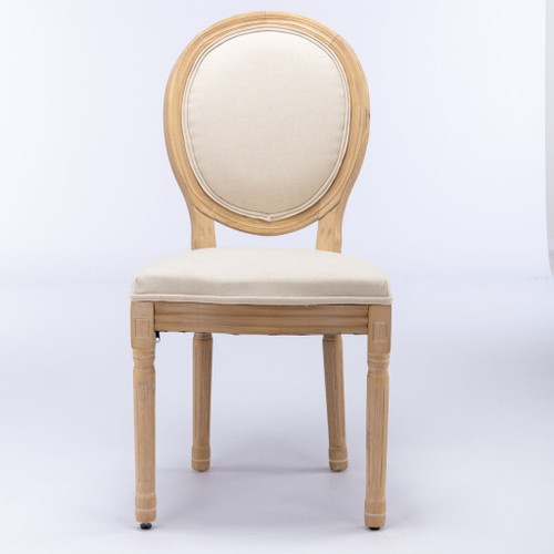 French Style Solid Wood Frame Antique Painting Fabric Back Dining Chair (Set of 2)