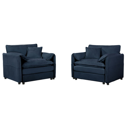 Modern Oversized Accent Chair, Comfy Single Sofa With Large Seat (Set of 2)