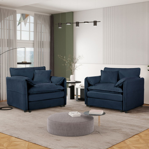 Modern Oversized Accent Chair, Comfy Single Sofa With Large Seat (Set of 2)