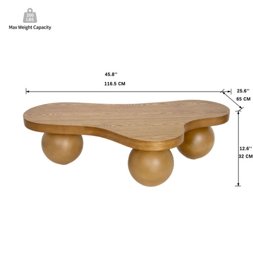 Cloud Shaped Coffee Table With 3 Ball Legs For Living Room