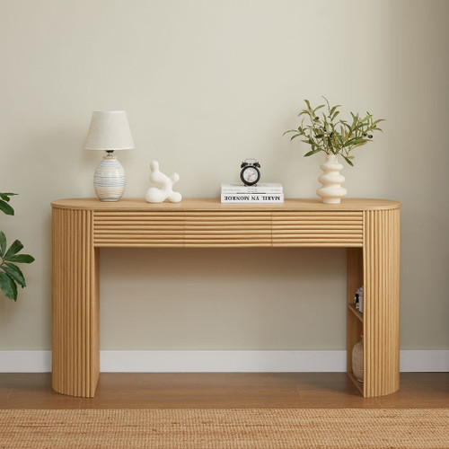 Retro Console Table With Storage, 3 Drawers