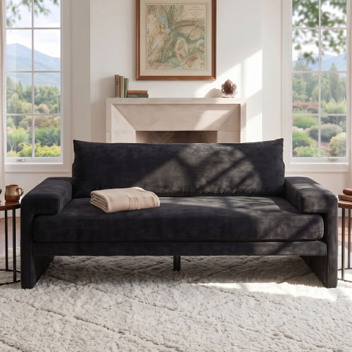 Upholstered 3 Seater Sofa With Wide Armrests