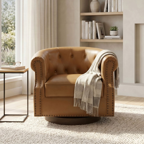 360° Swivel Accent Chair With Curved Back