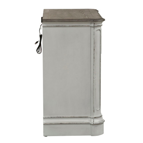 Magnolia Manor - 3 Drawer Bedside Chest With Charging Station - Antique White
