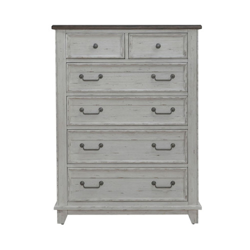 River Place - 6 Drawer Chest - Riverstone White & Tobacco