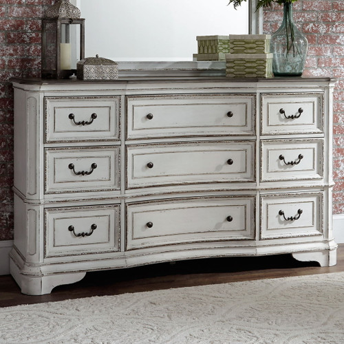 Magnolia Manor - 9 Drawer Dresser - Antique White