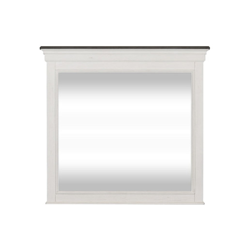 Allyson Park - Crown Mirror - Wirebrushed White / Charcoal