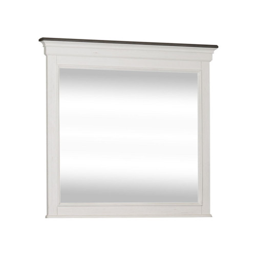 Allyson Park - Crown Mirror - Wirebrushed White / Charcoal